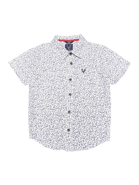 

Allen Solly Junior Boys White & Navy Blue Regular Fit Printed Casual Shirt