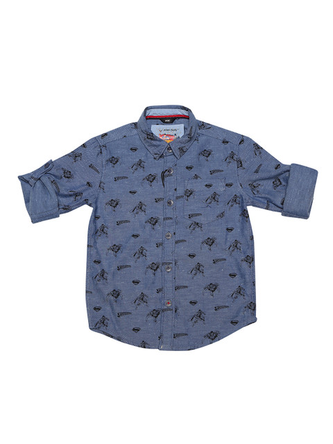 

Allen Solly Junior Boys Blue Regular Fit Printed Casual Shirt