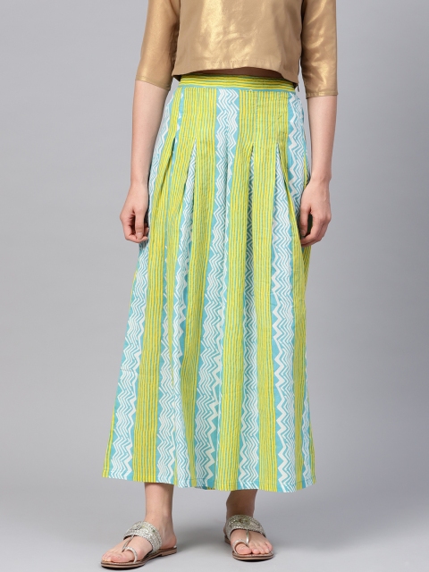 

Shree Women Blue & Yellow Striped Flared Palazzos