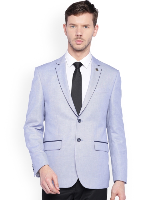 

Van Heusen Men Blue Solid Slim-Fit Single-Breasted Blazer