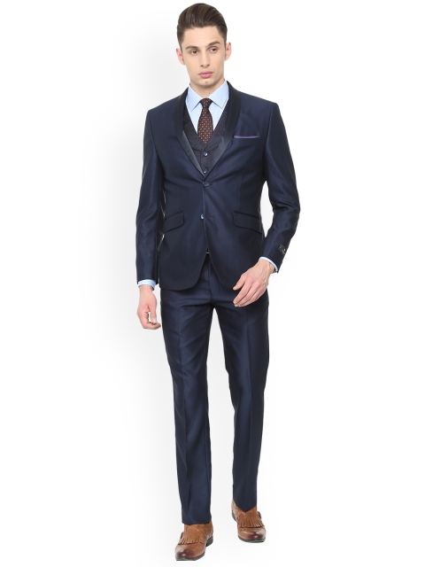 

Van Heusen Men Navy Blue Solid Slim-Fit Three Piece Suit