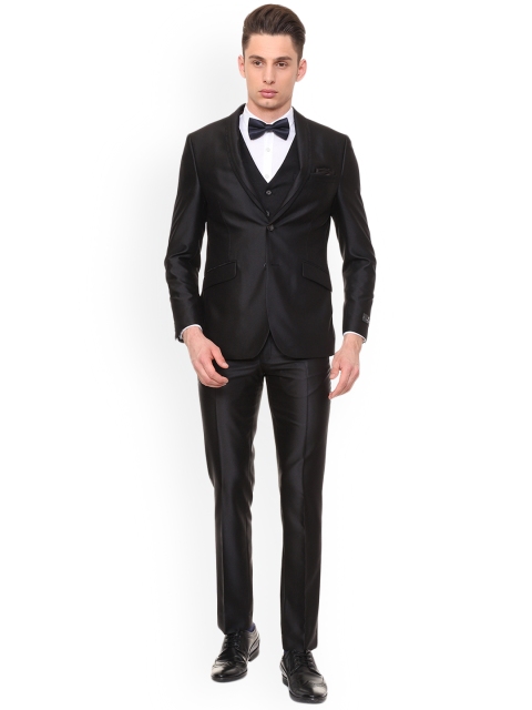

Van Heusen Men Black Solid Slim-Fit Three Piece Suit