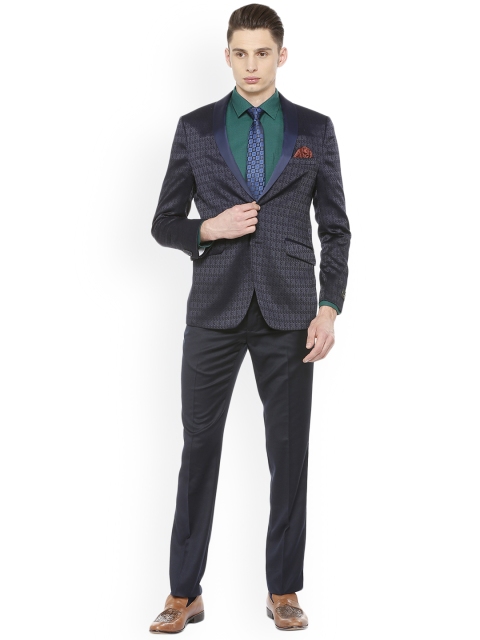 

Van Heusen Men Blue Solid Slim-Fit Two Piece Suit