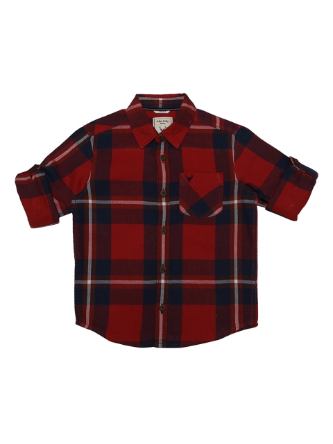 

Allen Solly Junior Boys Maroon & Navy Blue Regular Fit Checked Casual Shirt