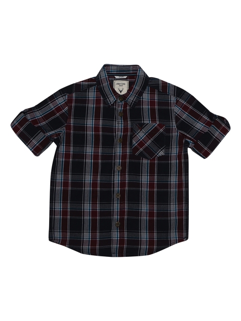 

Allen Solly Junior Boys Navy Blue & Maroon Regular Fit Checked Casual Shirt