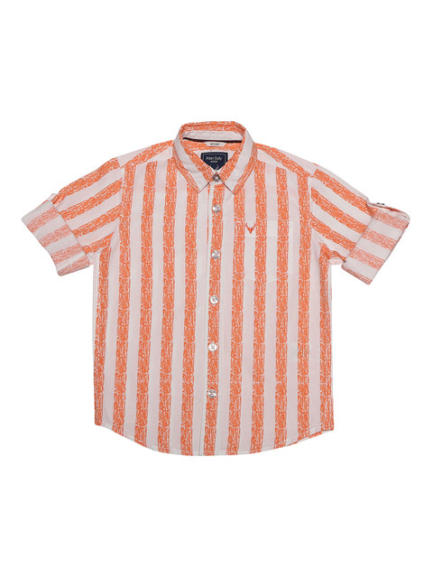 

Allen Solly Junior Boys Orange & Off-White Regular Fit Striped Casual Shirt