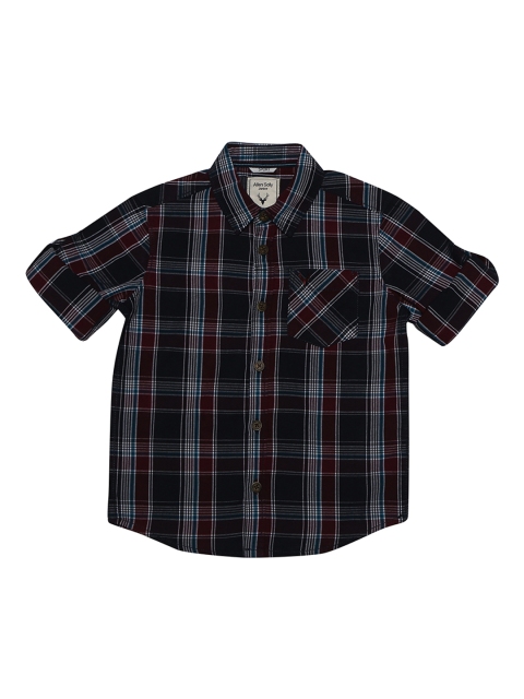 

Allen Solly Junior Boys Navy Blue & Maroon Regular Fit Checked Casual Shirt