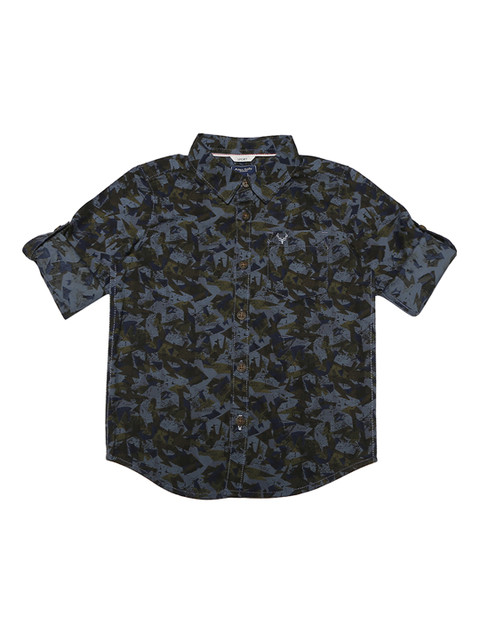 

Allen Solly Junior Boys Navy Blue & Grey Regular Fit Printed Casual Shirt