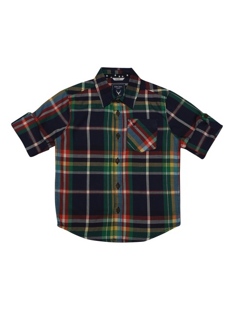 

Allen Solly Junior Boys Navy Blue & Green Regular Fit Checked Casual Shirt