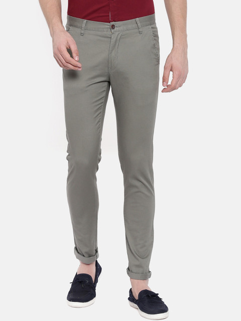 

IMYOUNG Men Grey Slim Fit Solid Regular Trousers