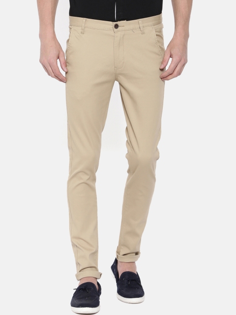 

IMYOUNG Men Khaki Slim Fit Solid Regular Trousers