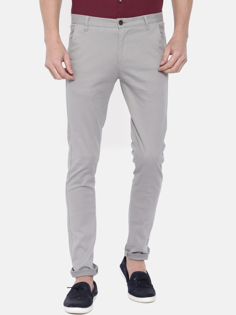 

IMYOUNG Men Grey Slim Fit Solid Regular Trousers