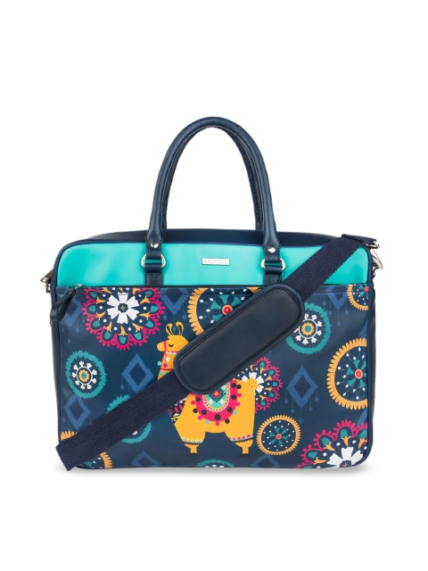

Chumbak Women Navy Blue Printed Laptop Bag