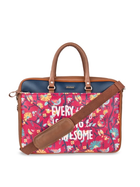 

Chumbak Women Red & Brown Printed Laptop Bag