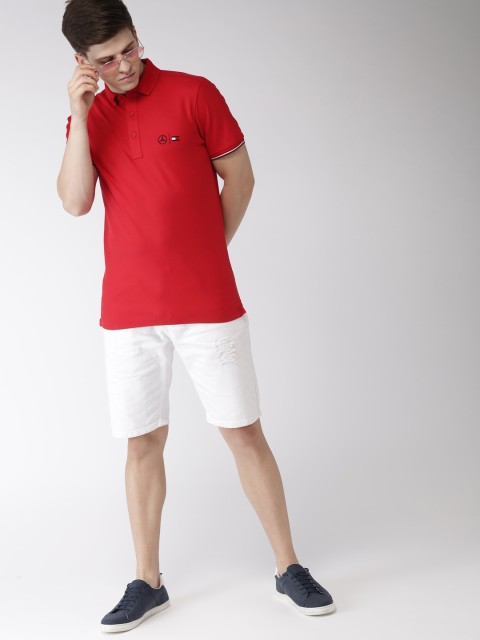 

Tommy Hilfiger Men Red Solid Polo Collar T-shirt