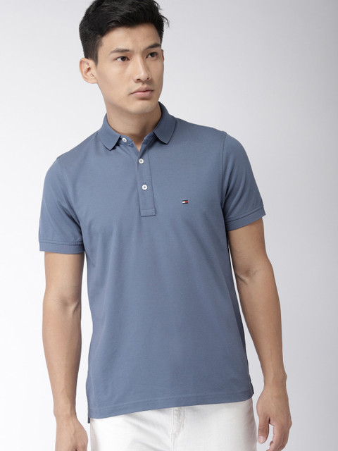 

Tommy Hilfiger Men Blue Solid Polo Collar T-shirt