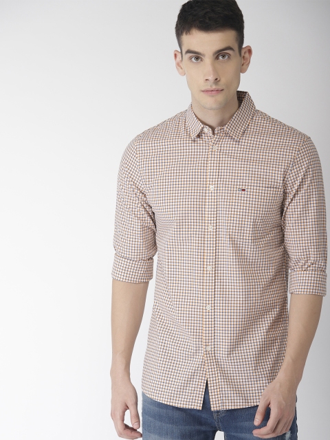 

Tommy Hilfiger Men Yellow & White Slim Fit Checked Casual Shirt