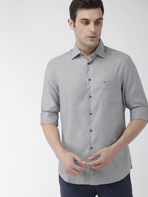 

Tommy Hilfiger Men Grey Regular Fit Self Design Casual Shirt