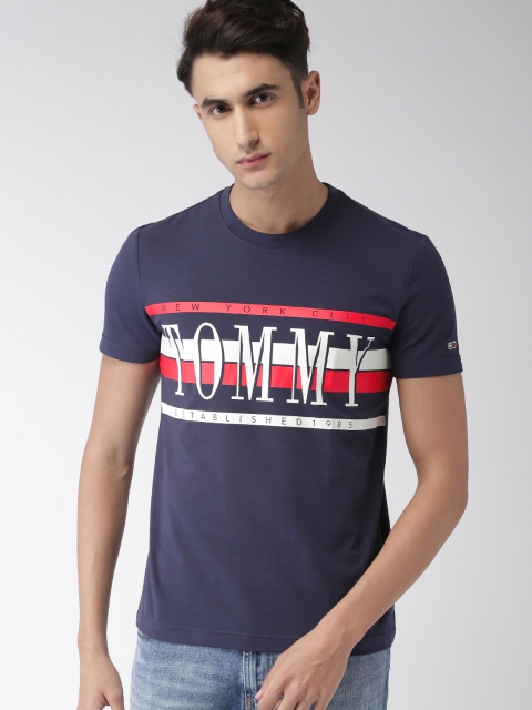 

Tommy Hilfiger Men Navy Blue Printed Round Neck T-shirt