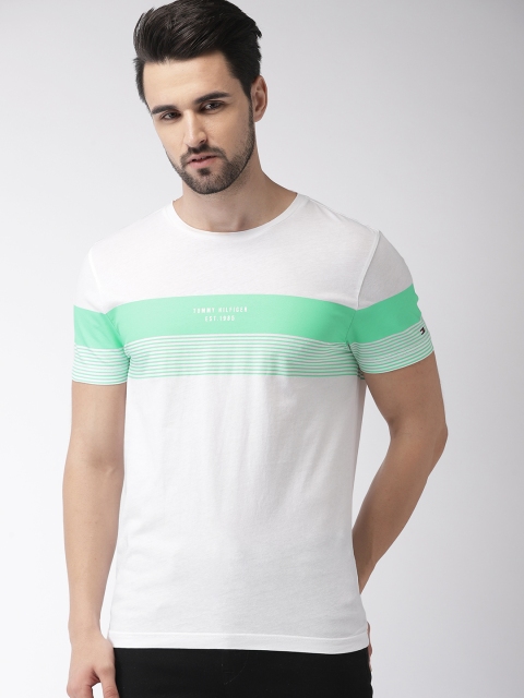 

Tommy Hilfiger Men White Striped T-shirt