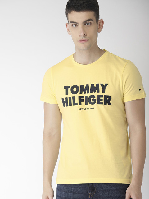 

Tommy Hilfiger Men Yellow Printed Round Neck T-shirt