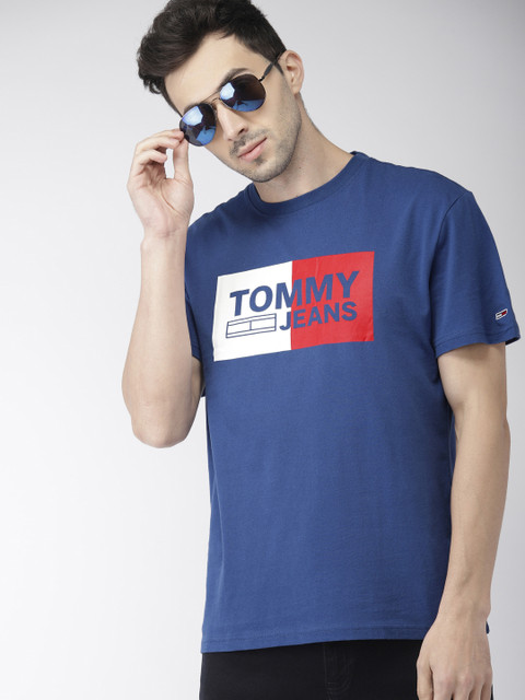 

Tommy Hilfiger Men Blue Printed Round Neck T-shirt
