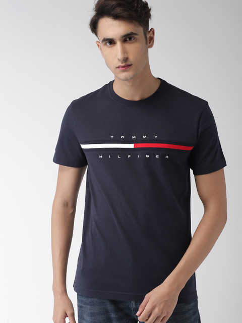

Tommy Hilfiger Men Navy Blue Embroidered Round Neck T-shirt