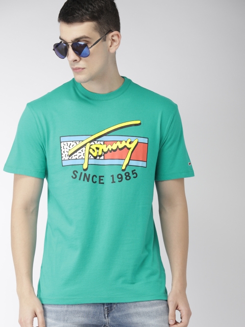 

Tommy Hilfiger Men Green Printed Round Neck T-shirt