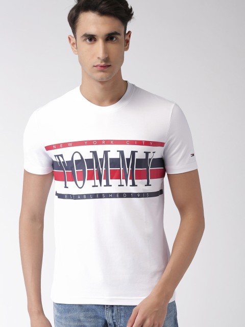 

Tommy Hilfiger Men White Printed Round Neck T-shirt