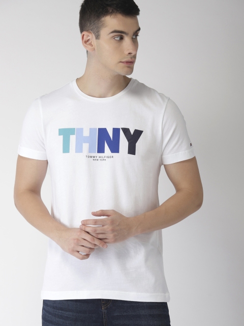 

Tommy Hilfiger Men White Printed Round Neck T-shirt
