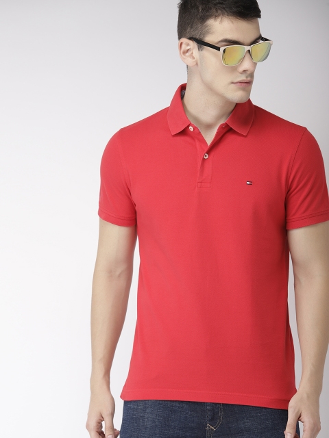 

Tommy Hilfiger Men Red Solid Slim Polo T-shirt