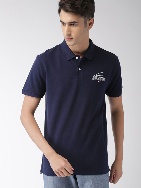 

Tommy Hilfiger Men Navy Blue Solid Polo T-shirt