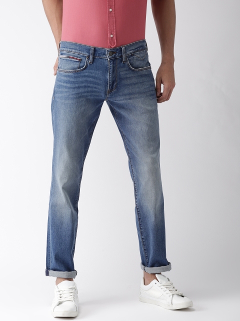 

Tommy Hilfiger Men Blue Straight Fit Mid-Rise Clean Look Stretchable Jeans