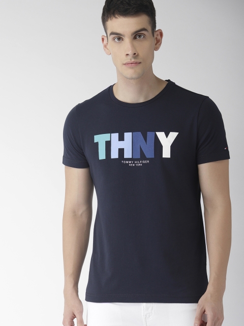 

Tommy Hilfiger Men Navy Blue Printed Round Neck T-shirt