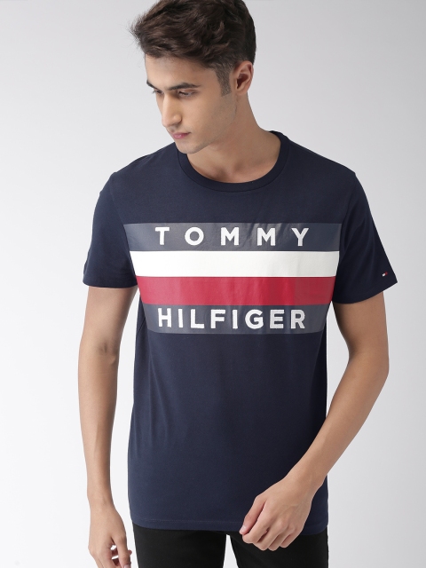 

Tommy Hilfiger Men Navy Blue Embroidered Round Neck T-shirt