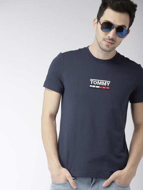 

Tommy Hilfiger Men Navy Blue Printed T-shirt