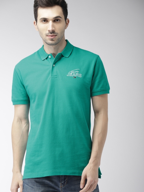 

Tommy Hilfiger Men Green Solid Polo Collar T-shirt
