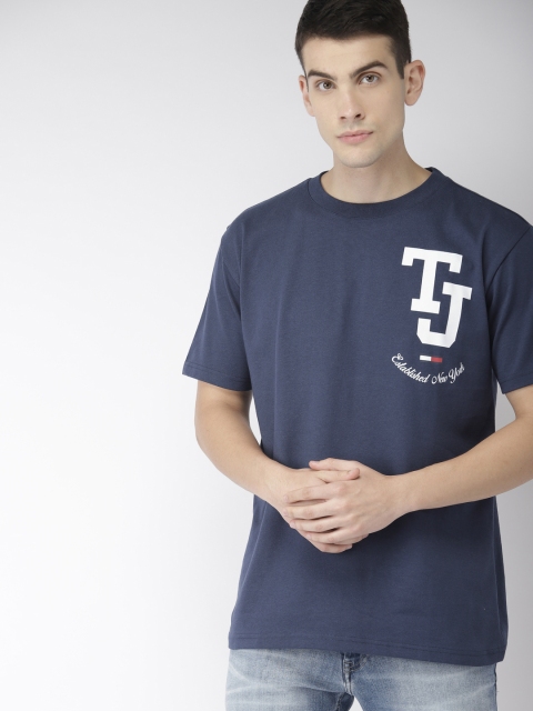 

Tommy Hilfiger Men Navy Blue Printed T-shirt