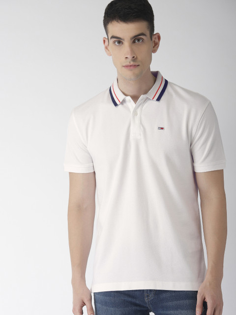 

Tommy Hilfiger Men White Solid Polo Collar T-shirt
