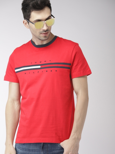 

Tommy Hilfiger Men Red & Navu Blue Printed Round Neck T-shirt