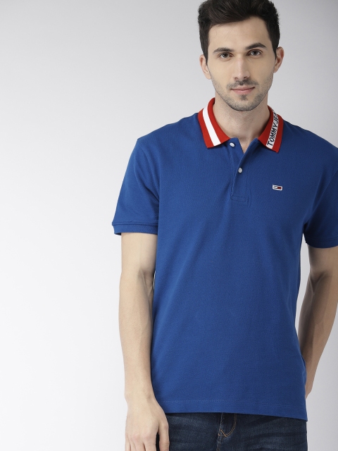 

Tommy Hilfiger Men Blue Solid Polo Collar T-shirt