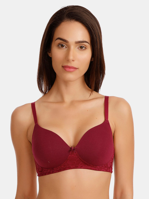 

Zivame Maroon Solid Non-Wired Lightly Padded T-shirt Bra