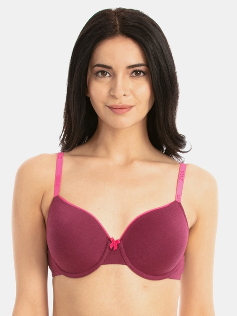 

Zivame Maroon Solid Underwired Lightly Padded T-shirt Bra