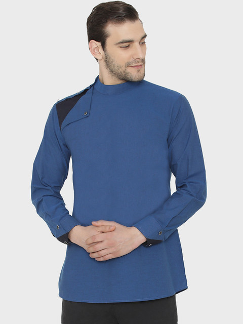 

Raas Men Blue Regular Fit Solid Casual Shirt