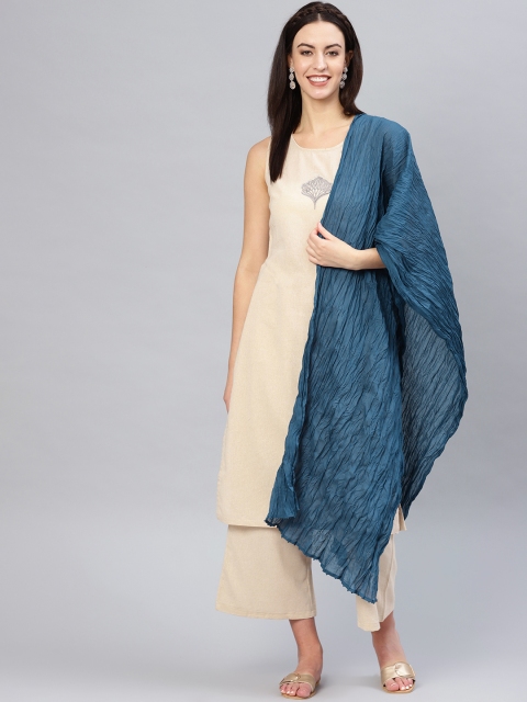

Biba Blue Solid Crinkled Dupatta