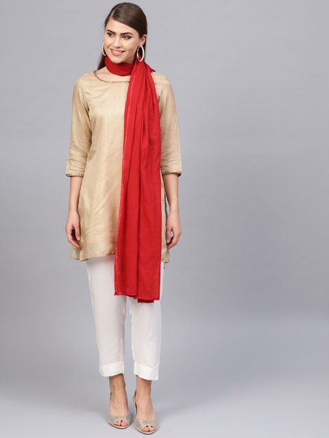 

Biba Red Solid Pure Cotton Dupatta