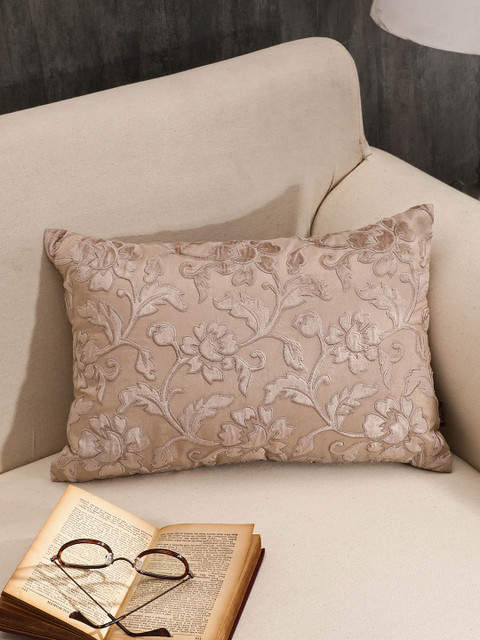 

Pure Home and Living Beige Floral Rectangle Cushion Cover