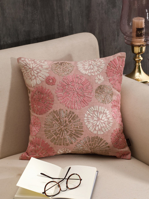 

Pure Home and Living Pink Single Geometric Square Cushion Cover