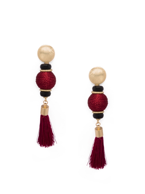 

Rubans Gold-Toned & Red Dome Shaped Drop Earrings