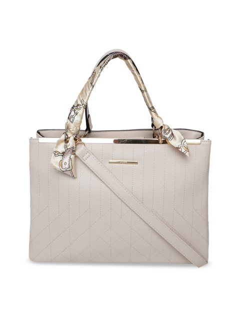 

ALDO Off-White & Grey Melange Solid Handheld Bag